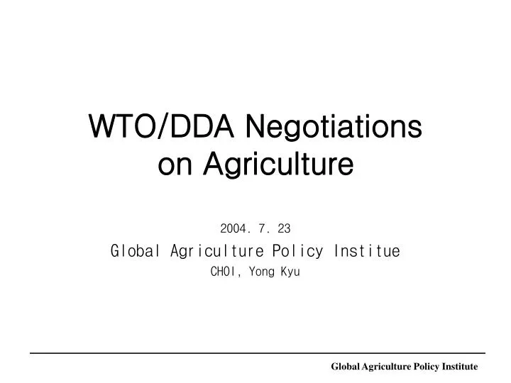 wto dda negotiations on agriculture