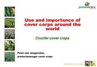 Use and importance of cover corps around the world