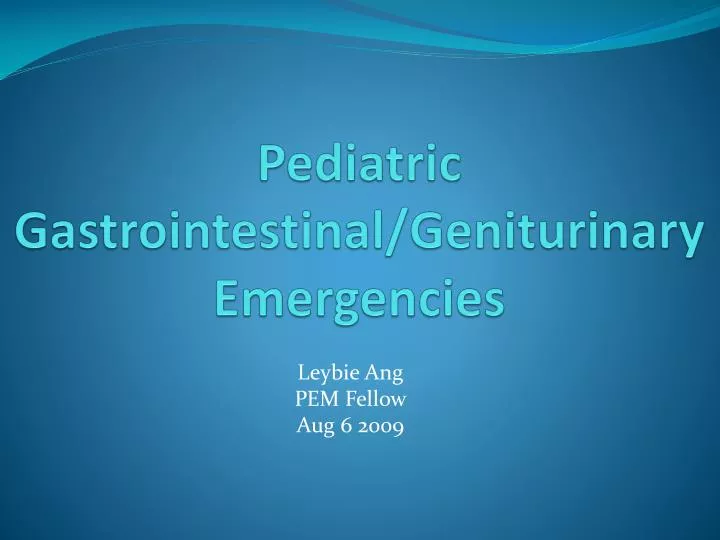 pediatric gastrointestinal geniturinary emergencies