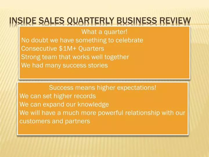 inside sales quarterly business review