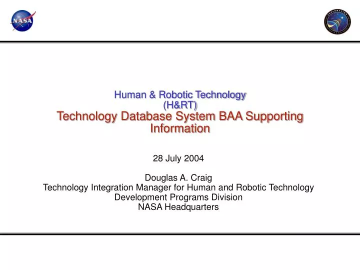 human robotic technology h rt technology database system baa supporting information