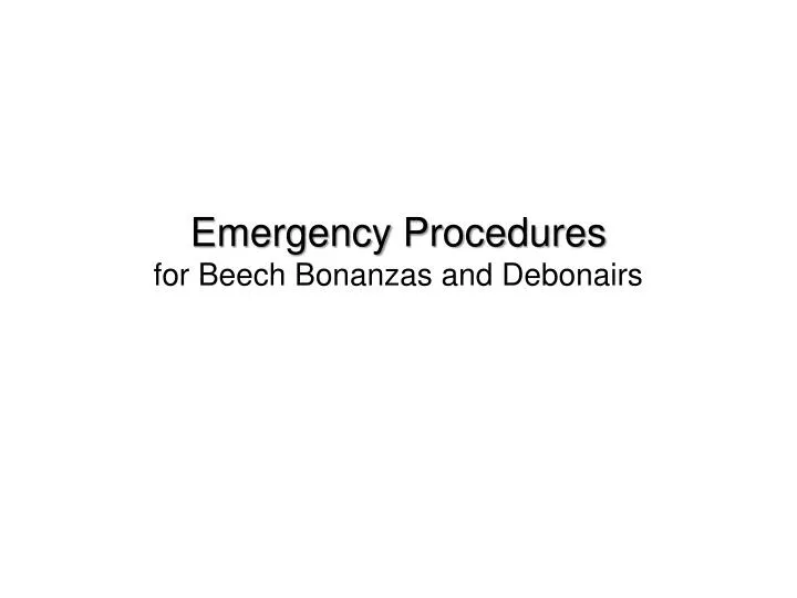 emergency procedures for beech bonanzas and debonairs