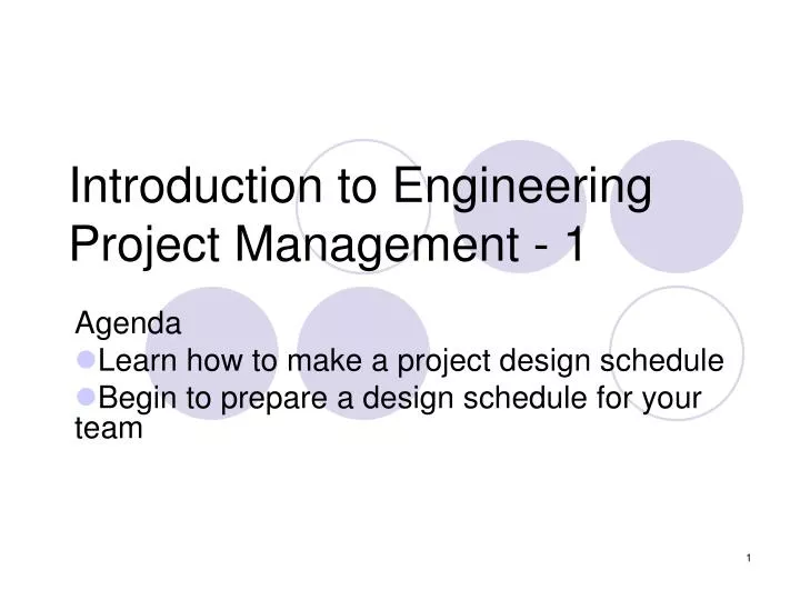 introduction to engineering project management 1