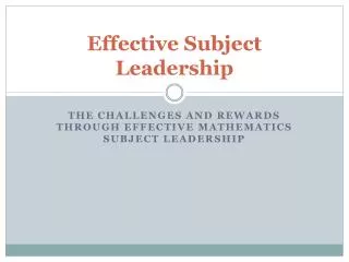 Effective Subject Leadership