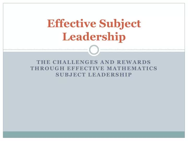 effective subject leadership