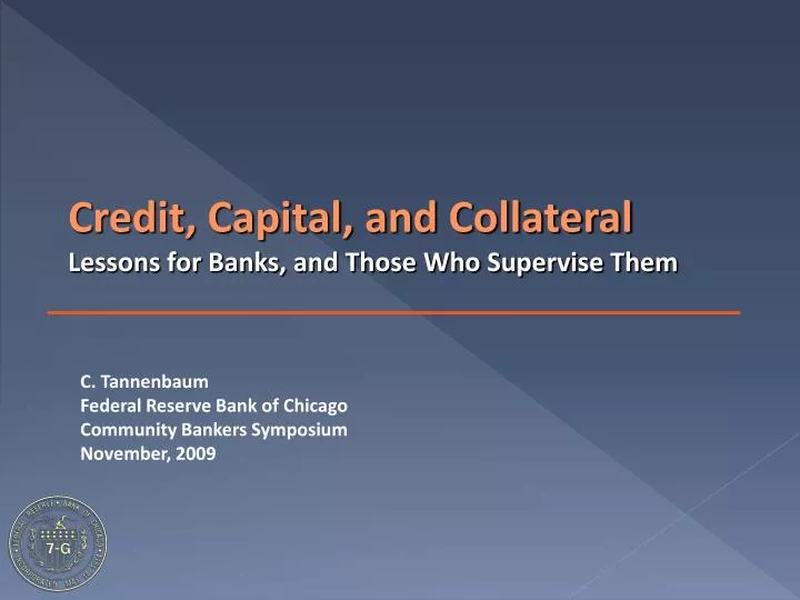 c tannenbaum federal reserve bank of chicago community bankers symposium november 2009