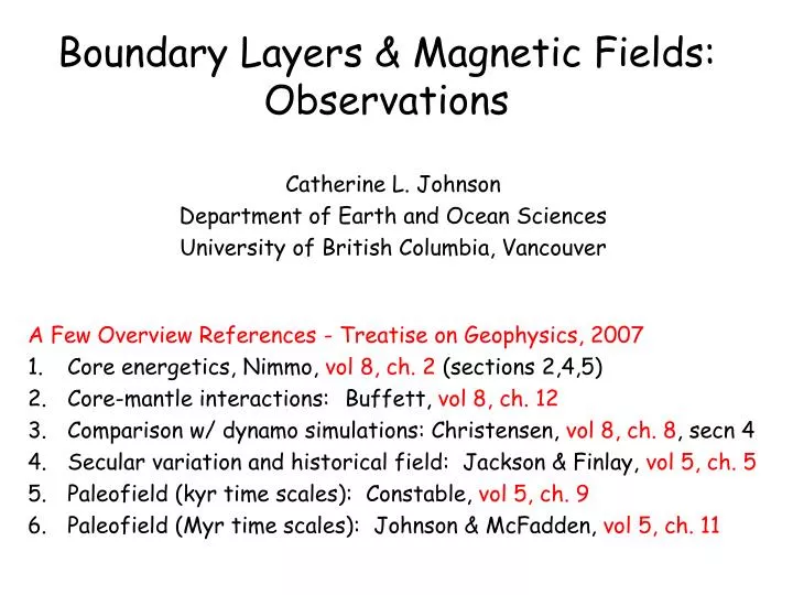 boundary layers magnetic fields observations