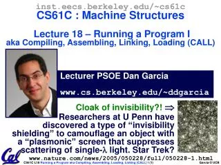 Lecturer PSOE Dan Garcia cs.berkeley/~ddgarcia