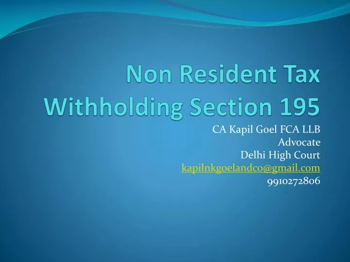 non resident tax withholding section 195