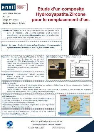 Etude d’un composite Hydroxyapatite/Zircone pour le remplacement d’os.