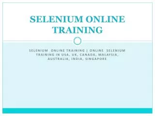 Selenium online training | Online Selenium Training in us