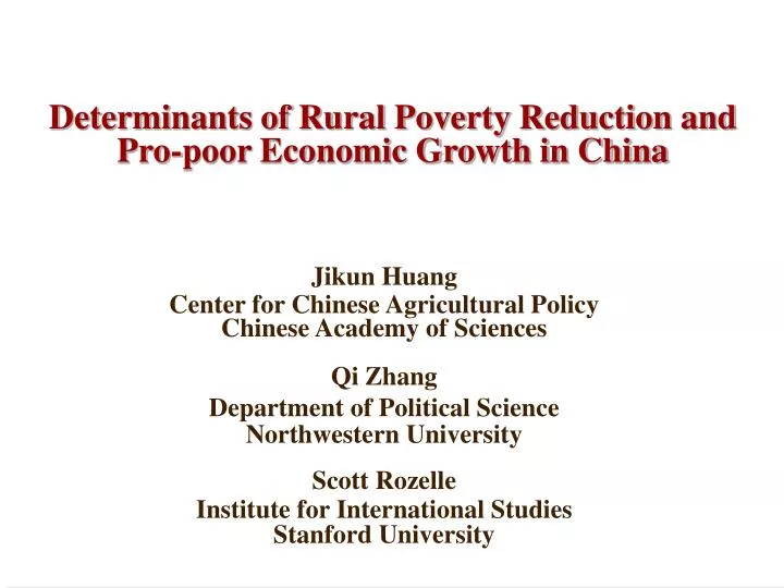 determinants of rural poverty reduction and pro poor economic growth in china