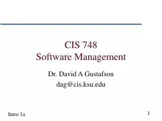 CIS 748 Software Management