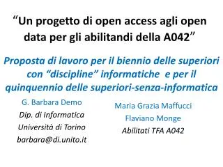 un progetto di open access agli open data per gli abilitandi della a042