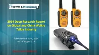 R&I: Global and China Walkie Talkie Market - Size, Share, Gl