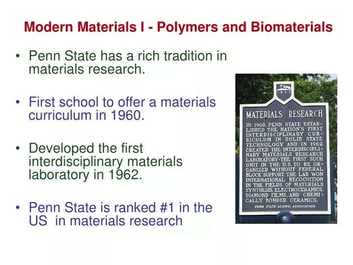 modern materials i polymers and biomaterials