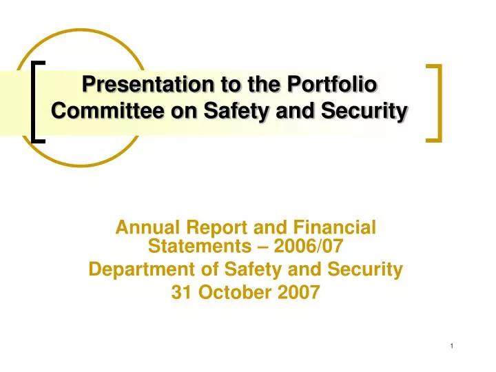 presentation to the portfolio committee on safety and security