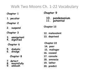Walk Two Moons Ch. 1-22 Vocabulary