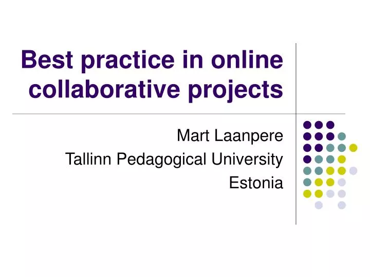 best practice in online collaborative projects