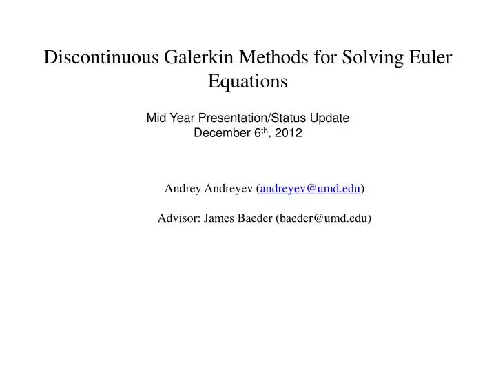 discontinuous galerkin methods for solving euler equations