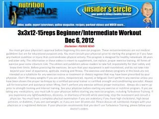 3x3x12-15reps Beginner/Intermediate Workout Dec 6, 2012