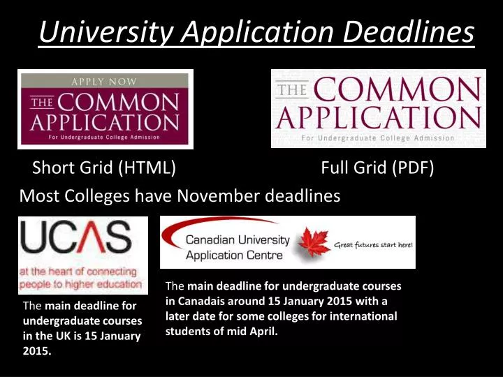 university application deadlines