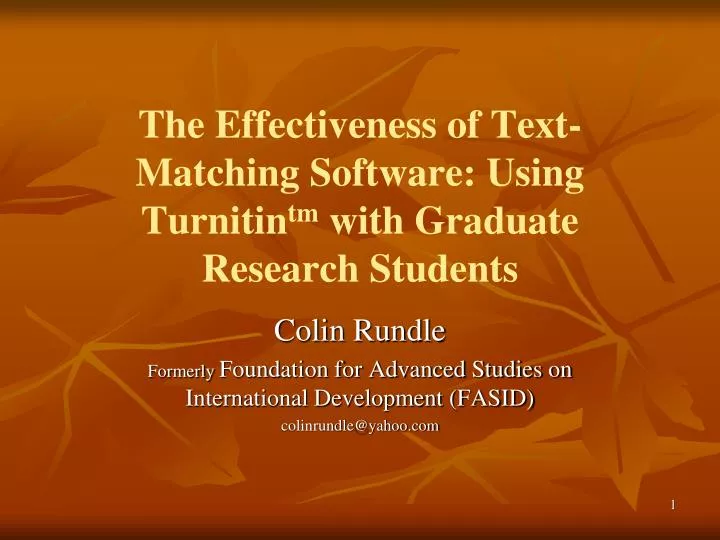 the effectiveness of text matching software using turnitin tm with graduate research students