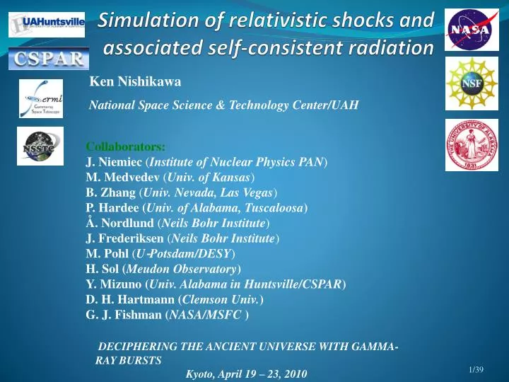 simulation of relativistic shocks and associated self consistent radiation