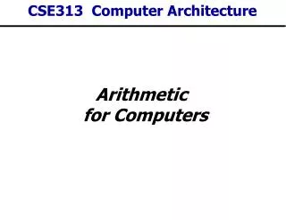 CSE313 Computer Architecture