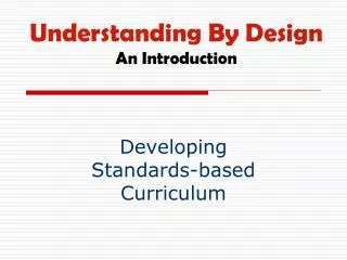 Understanding By Design An Introduction