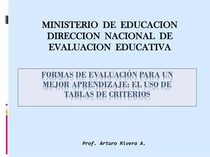 ministerio de educacion direccion nacional de evaluacion educativa