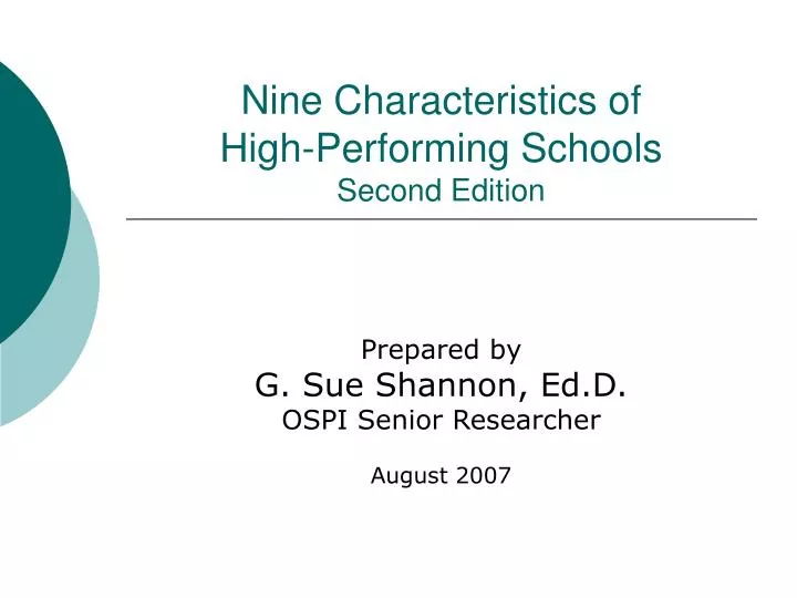 nine characteristics of high performing schools second edition