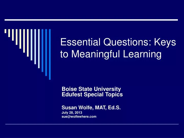 essential questions keys to meaningful learning