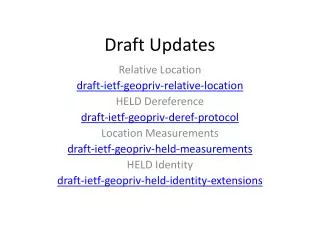Draft Updates