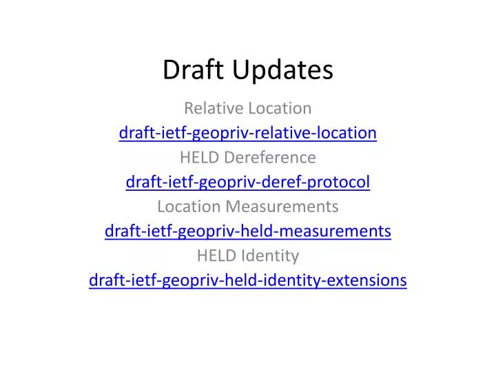 draft updates