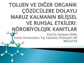 Prof Dr Süheyla ÜNAL İnönü Üniversitesi Tıp Fakültesi Psikiyatri AD MALATYA