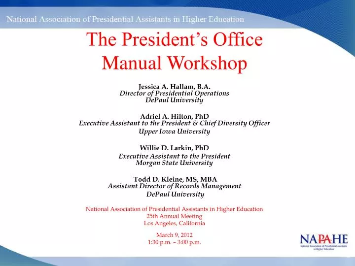 the president s office manual workshop