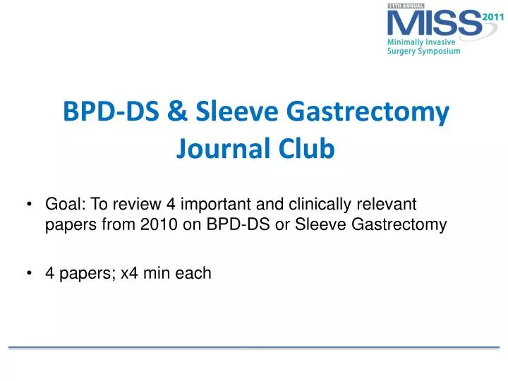 bpd ds sleeve gastrectomy journal club