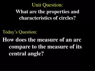 Unit Question: What are the properties and characteristics of circles?