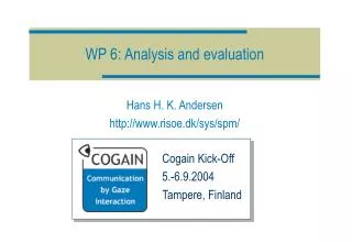 WP 6: Analysis and evaluation