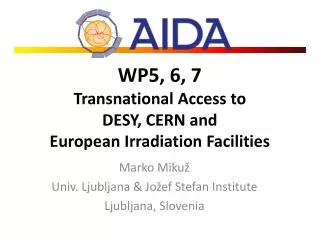 WP5, 6, 7 Transnational Access to DESY, CERN and European Irradiation Facilities