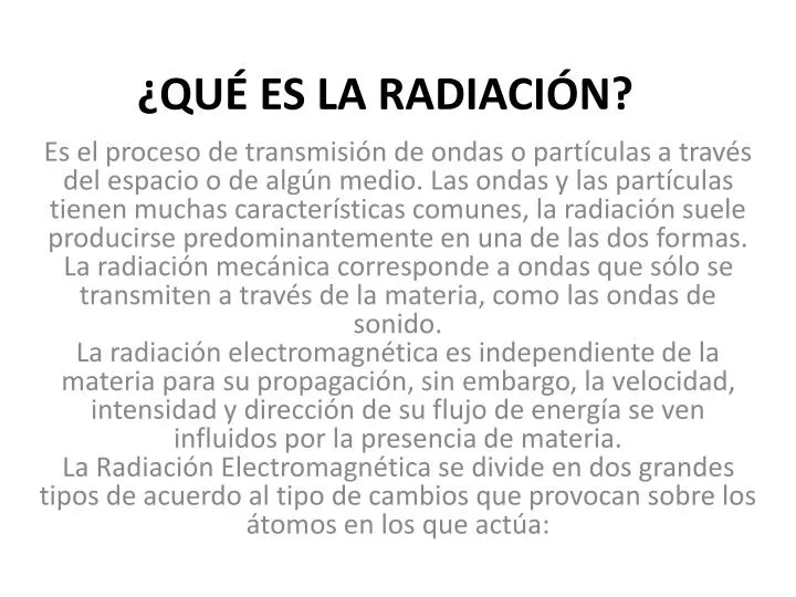 qu es la radiaci n