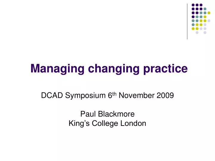 managing changing practice