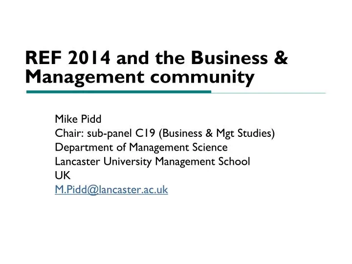 ref 2014 and the business management community