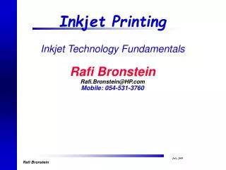 Inkjet Technology and Inkjet Printing