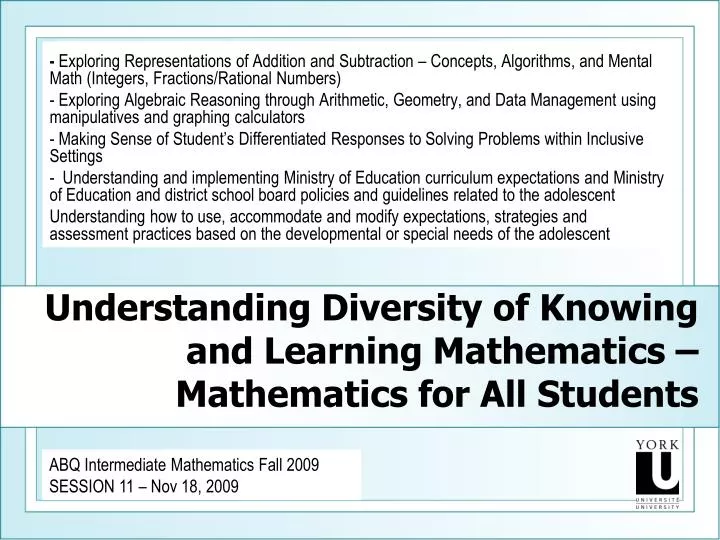 understanding diversity of knowing and learning mathematics mathematics for all students