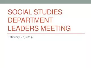 Social Studies Department Leaders Meeting