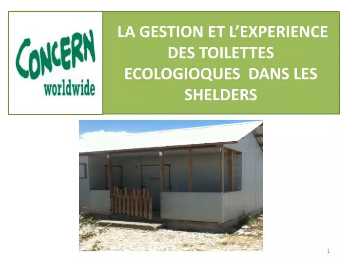 la gestion et l experience des toilettes ecologioques dans les shelders