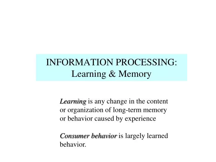 information processing learning memory