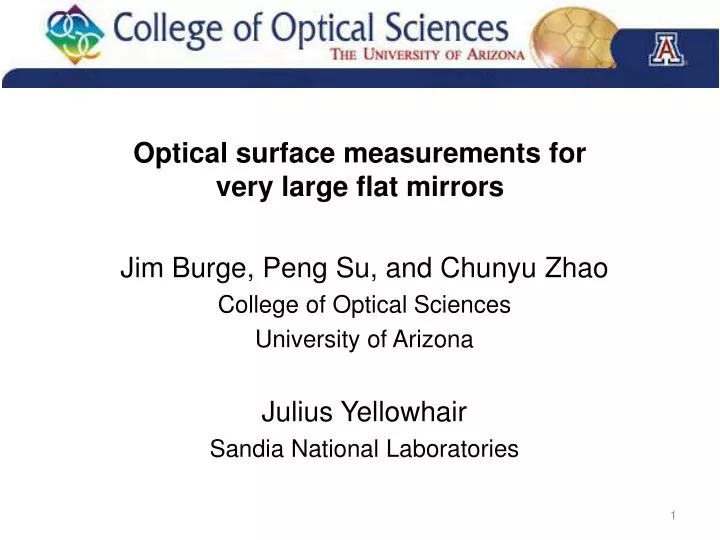 optical surface measurements for very large flat mirrors